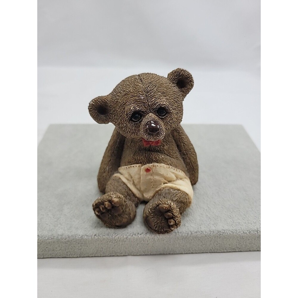 Stone Critters Animal Collection Teddy Buddy Bear Bank  4'' Made in USA Vintage